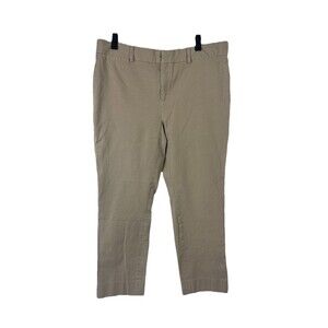 Crown & Ivy Womens Pants 14S Cary Pant Bi-Stretch Slim Fit Khaki Straight Leg